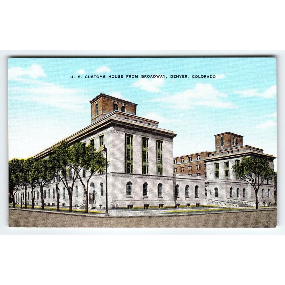 Vintage Linen Postcard U.S. Customs House Denver Colorado 1930s